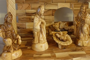 Olivenholzkrippe aus Bethlehem